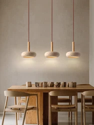 Hole Stone Wabi-Sabi Restaurant Chandelier Nordic Log Lamp Vintage Home Decor Bedroom Bedside Hanging Lamps For Ceiling