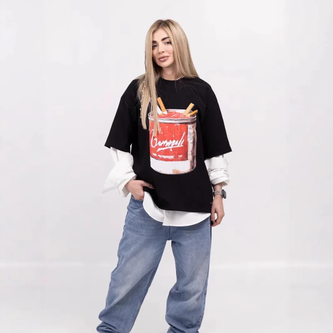 América rua moda engraçado padrão t camisas oversize amarelo 100% algodão puro confortável verão fácil t hip hoip casual topos