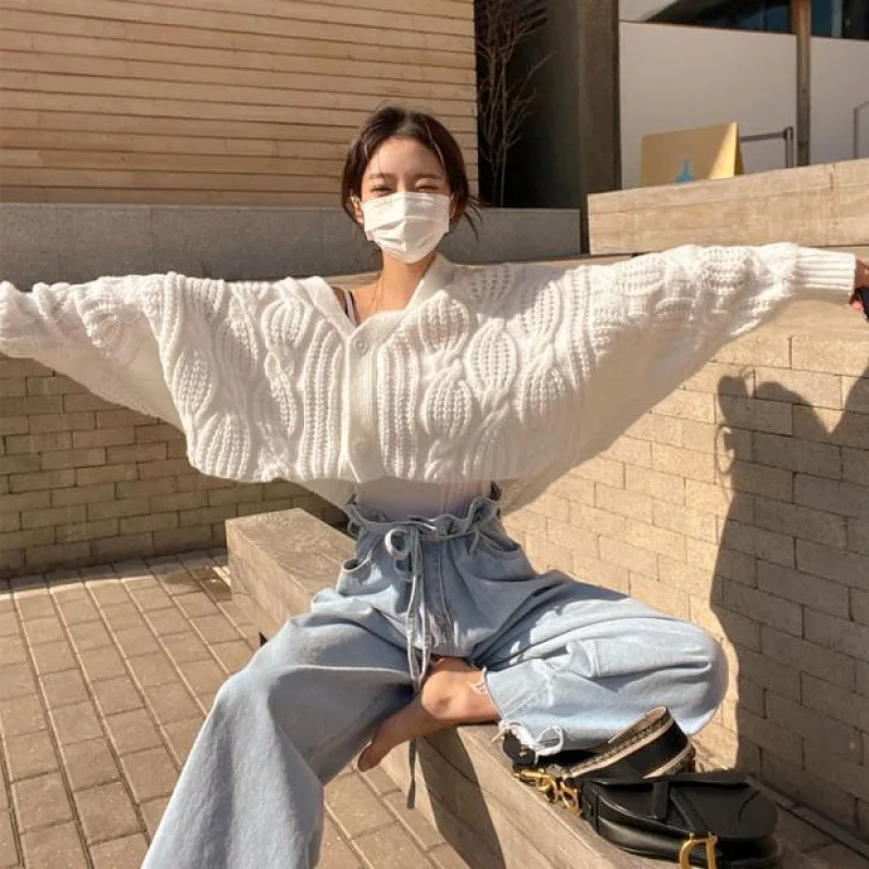 

Korean Style Simple Elegant Soft Comfortable Sweater Lazy Style Loose Slimming Hollow Solid Color Knitted Open