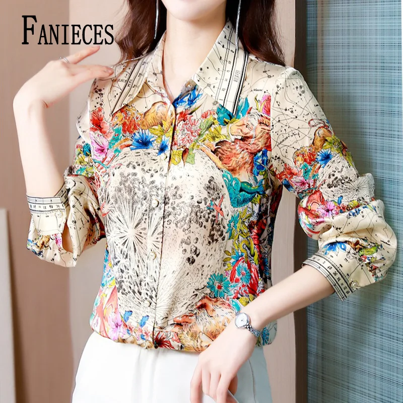 

FANIECES 블라우스 Blusas Mujer De Moda 2022 Summer Runway Blouses Shirts Women Long Sleeve Vintage Luxury Floral Shirt Fashion Tops