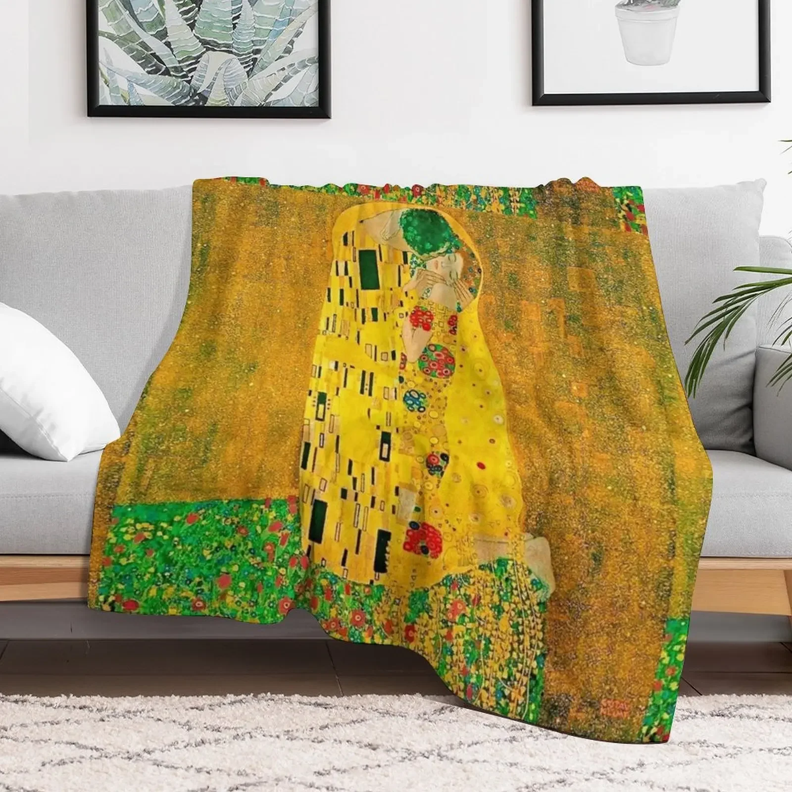 The Kiss, by Gustav Klimt1907, digitally enhanced by WatermarkNZ Press Throw Blanket Thins Warm Blankets