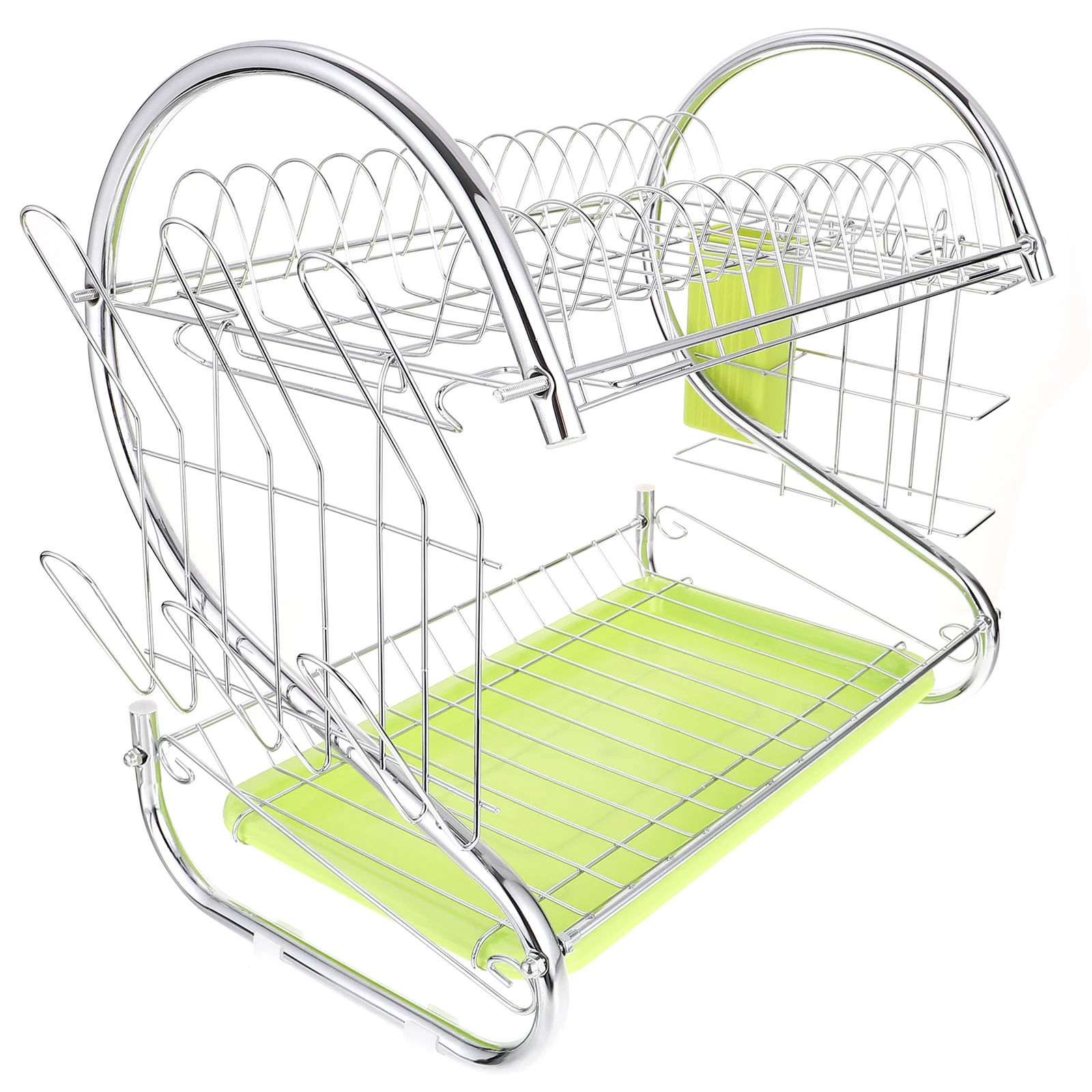 

Double-Layer Iron-Art Dish Drying Rack For Kitchen Bowl Storage Shelf Green Multifunctional Draining Organizer Kitchen