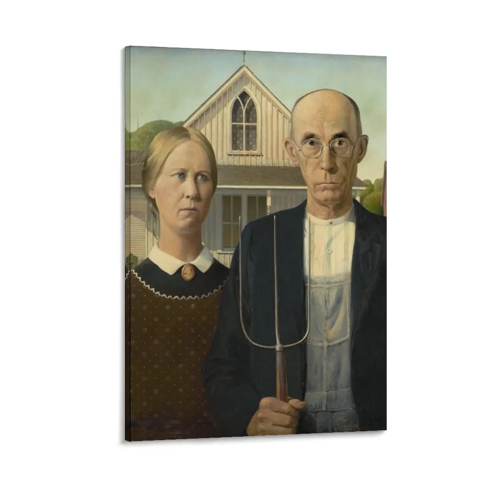 Original American Gothic (High Resolution), Grant Wood Canvas Painting house decoration Bedroom deco