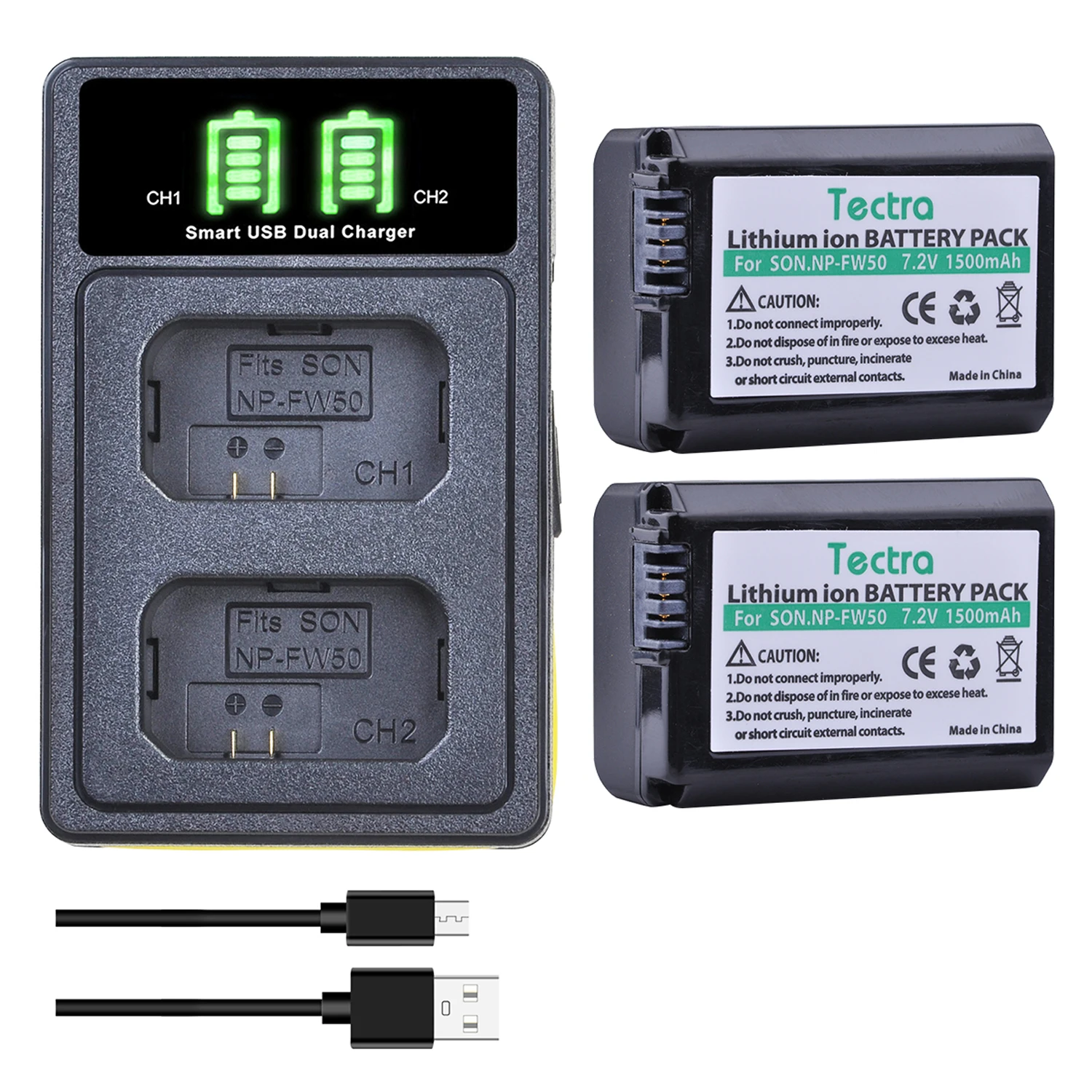 Batterie Rechargeable NP-FW50/chargeur LED pour Sony Alpha a6500,a6300,a6000,a7s,a7,a7s ii,a5100,a5000,a7r,a7 ii,ZV-E10,NPFW50