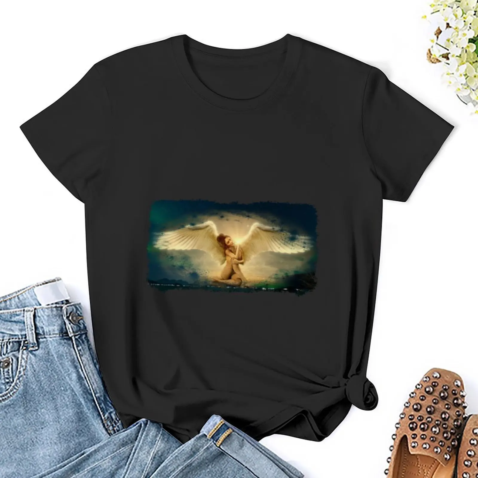 Angel T-Shirt aesthetic clothes funny oversized Women clothes