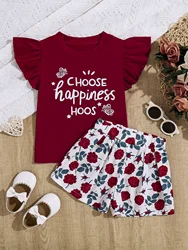 96%Polyester 4%Spandex 100%cotton Girl's Rose Set