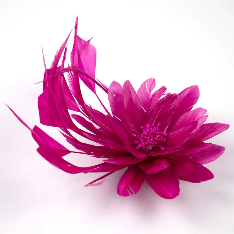 Beautiful Feather Flower Wedding Fascinator Bride Headwear Hair Pin Fashion Women Hair Accessories Cocktail Plumage Headdress