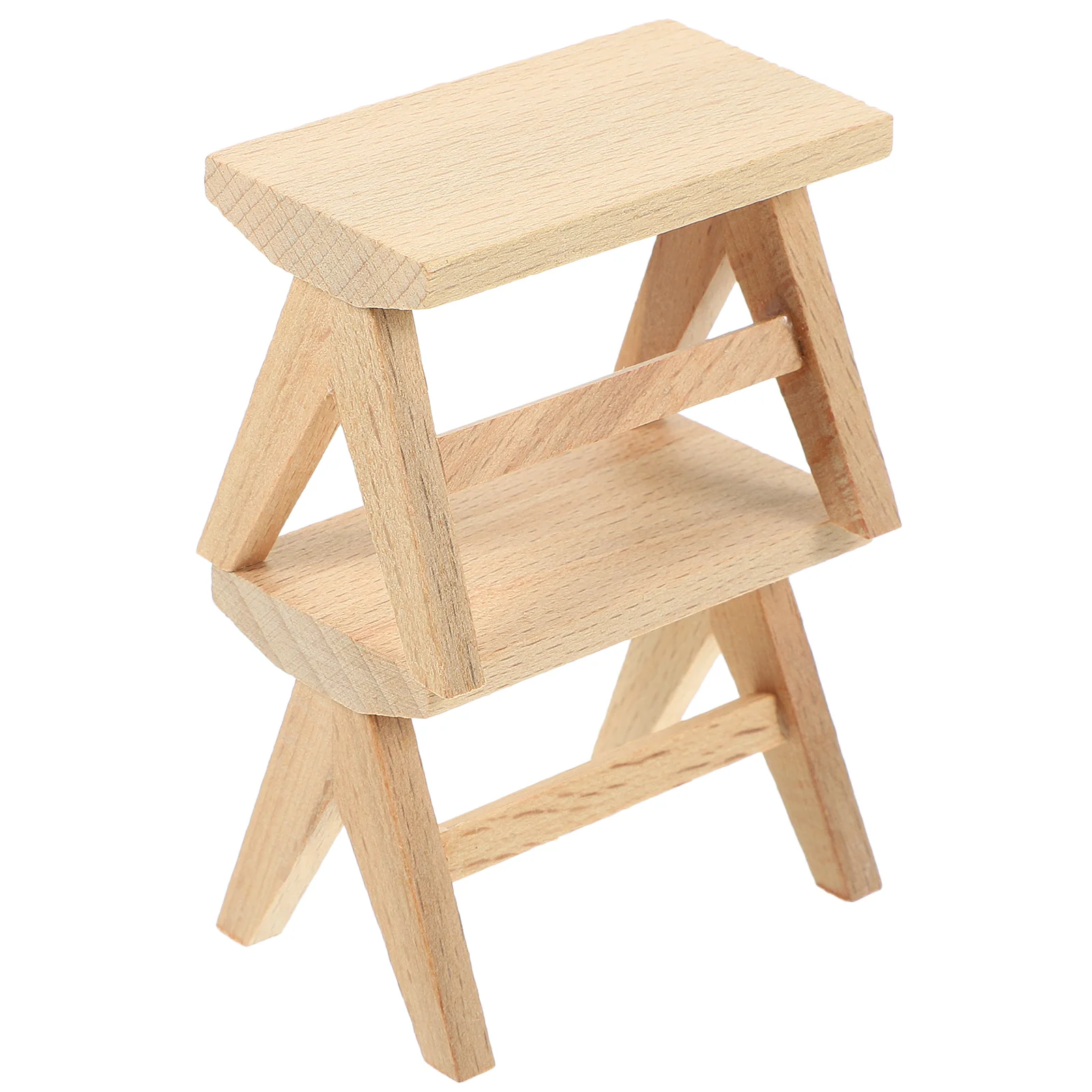 2 Pcs House Mini Bench Model Table and Chair Furniture Ornaments Miniature Wooden Stool Accessories Tiny Decor