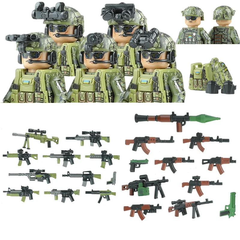 Military Figures Ukrainian Special Forces Building Blocks Army Soldier City Police Assault SWAT Weapons Vest Bricks Children Toy