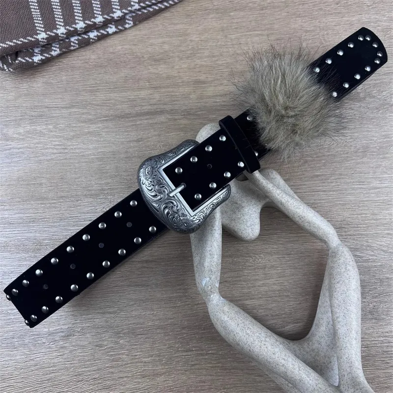 Women's Vintage Faux Fur Suede PU Leather Corset Female Cummerbund Coat Waistband Dress Decration Wide Belt J1779
