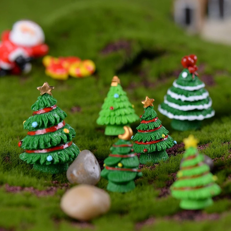5Pcs Random Color Cute Party Crafts Creative Christmas Micro Landscape Set Mini Trees Decorations Christmas Tree Ornaments