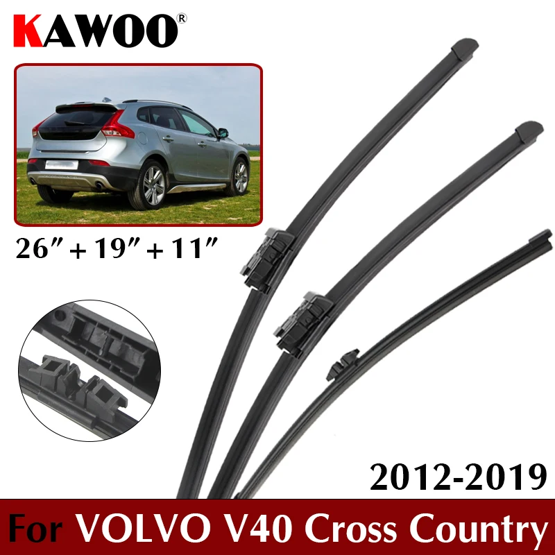 

KAWOO автомобильные щетки стеклоочистителя ветровое стекло передние и задние щетки комплект 26 "+ 19" + 11 "для Volvo V40 Cross Country 2012-2019 автомобильные аксессуары