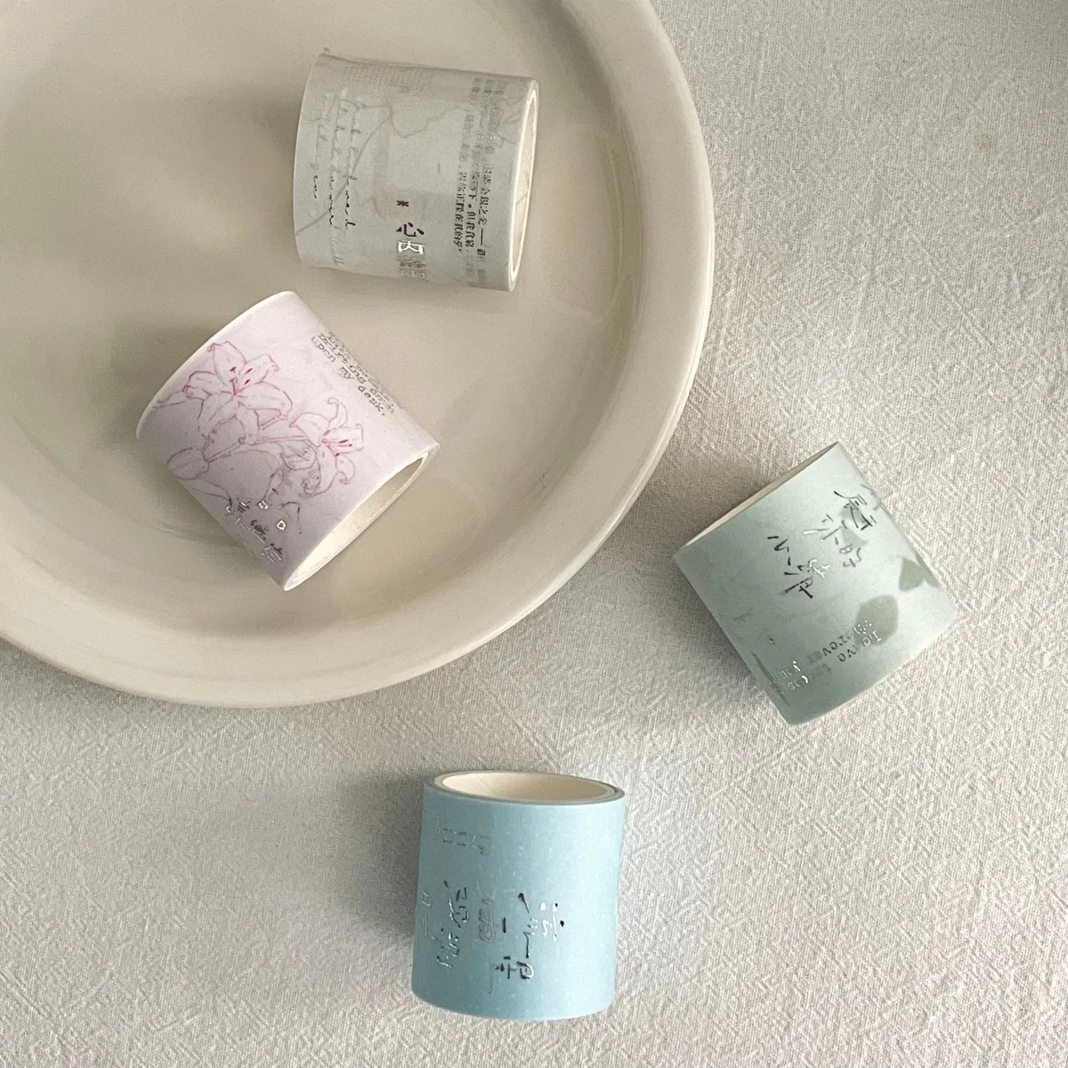 WAKAWAKA 4Pcs Translucent Washi Tape Set Vintage Silver Foil Vellum Tape for Journaling Scrapbook Aesthetic Layering Decor