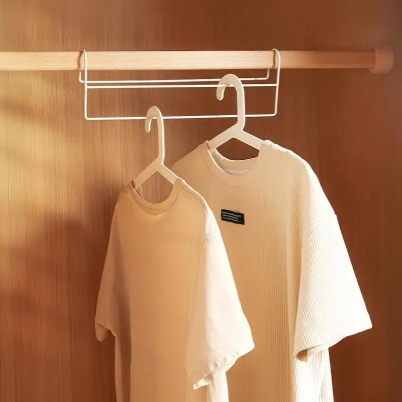 Space Saving Metal Iron Closet Hanger Organizer High Low Staggered Multi Function Wardrobe Clothes Hanger Rod Home