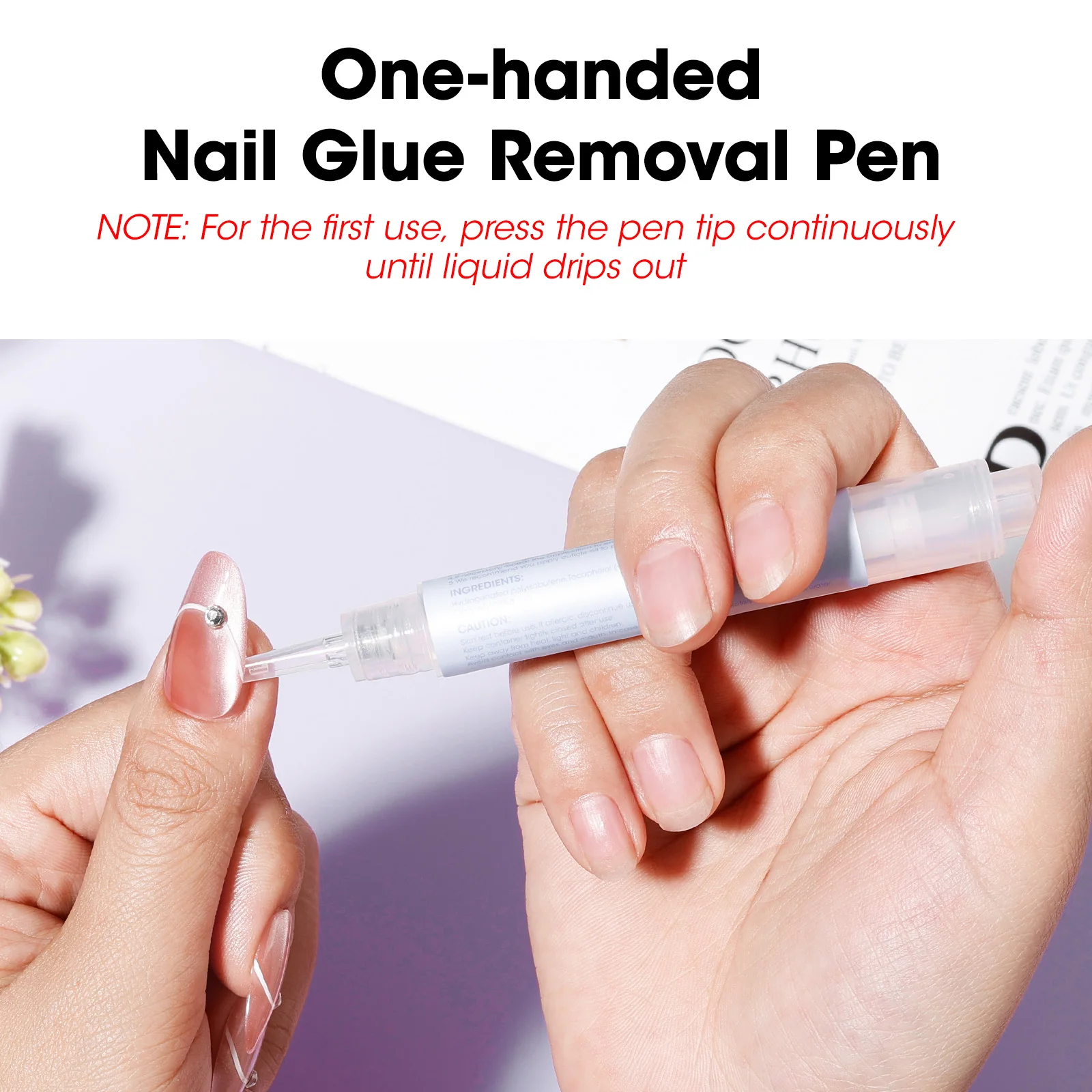 GELLEN Nail Glue Remover Pen 2 Pcs Press On Nails Remover Gel Off Quick Remove False Nails Acrylic Salon Quality Safe Natural image 4