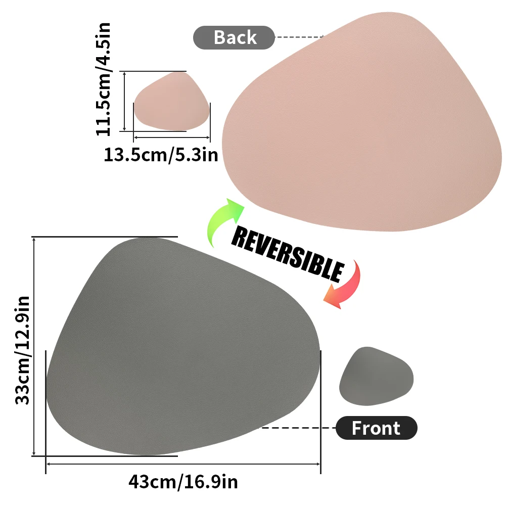حصائر طاولة من جلد البولي يوريثان مع قواعد أكواب مقاومة للماء على الوجهين ومقاومة للحرارة وقابلة للغسل ومضادة للانزلاق لحفلات المطبخ والمطعم