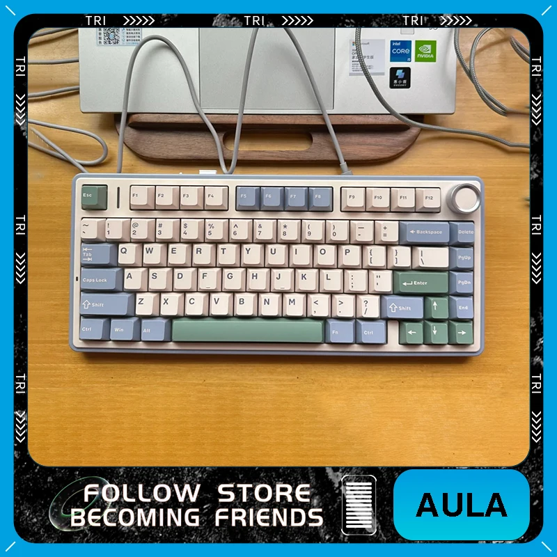 AULA-F75 Teclado Mecânico, Botão Multifuncional, RGB Hot Swap, Junta do Teclado Gaming, Acessórios PC Gamer, 3 Modos