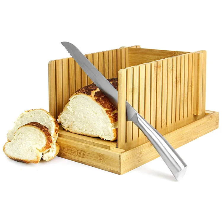 Fancy foldable bread cutter homemade bakery bread box manual bamboo bread slicer