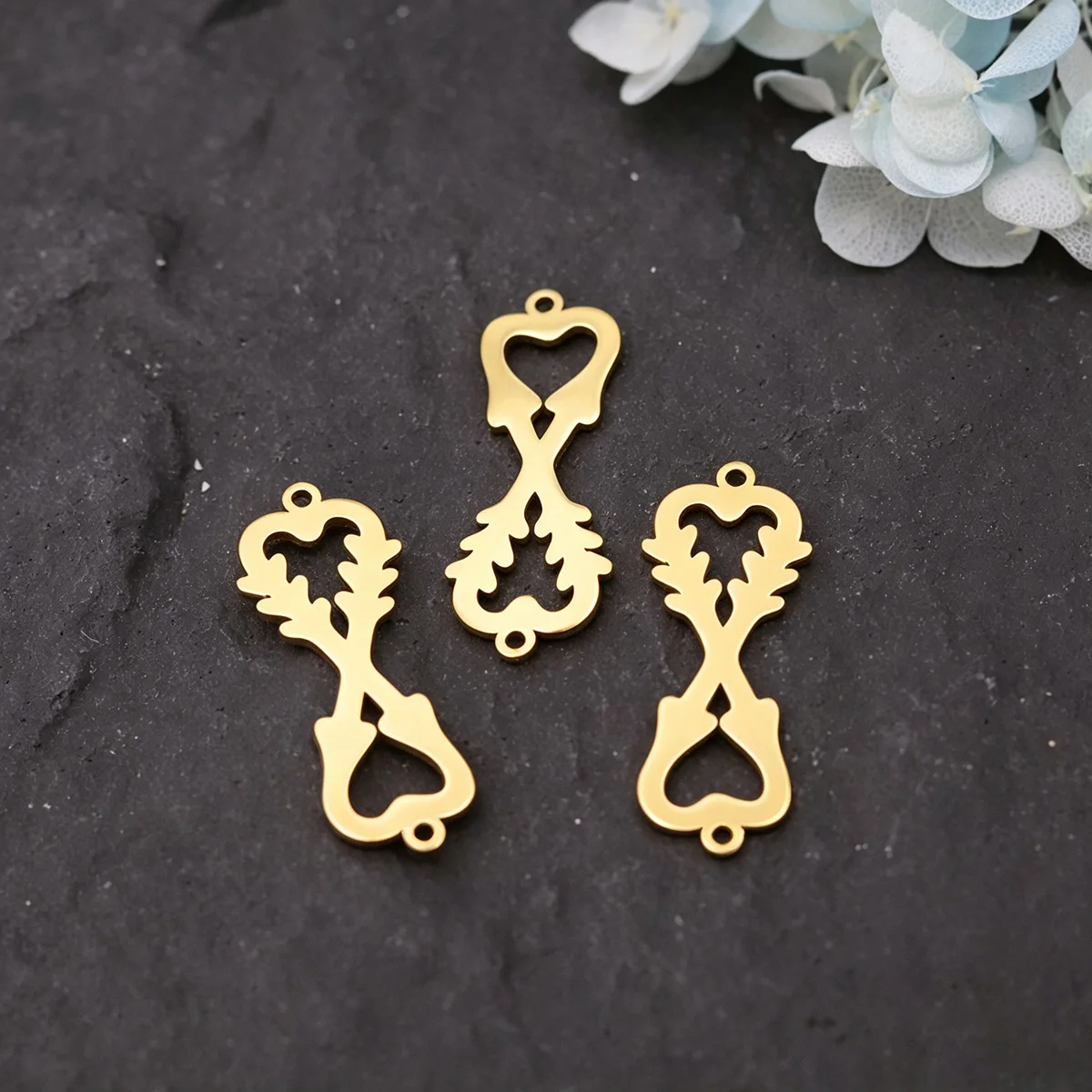 3pcs Stainless Steel Deer Antler Infinity Link Charms Heart Connector Pendant For Women Jewelry Making DIY Necklace Accessories