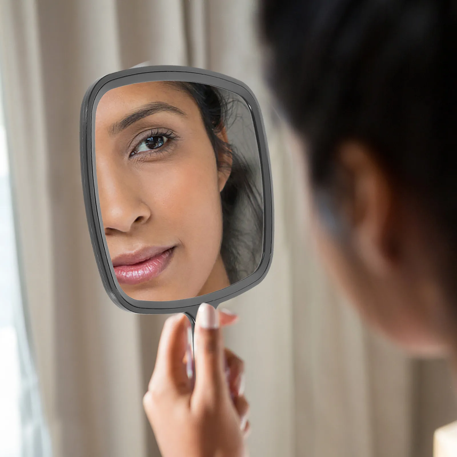 Ergonomic Handheld Makeup Mirror Large Size Portable Vanity Mirror for Women Travel Bedroom Living Room Bathroom Jewelry Store