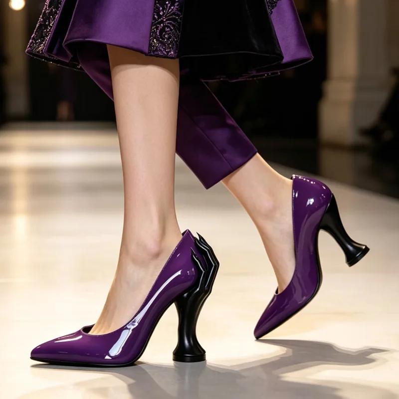 2026 New Novelty Sculptural Hand Heel Pumps Women Pointed Toe Patent Leather High Heels Statement Evening Party Dress Footwear