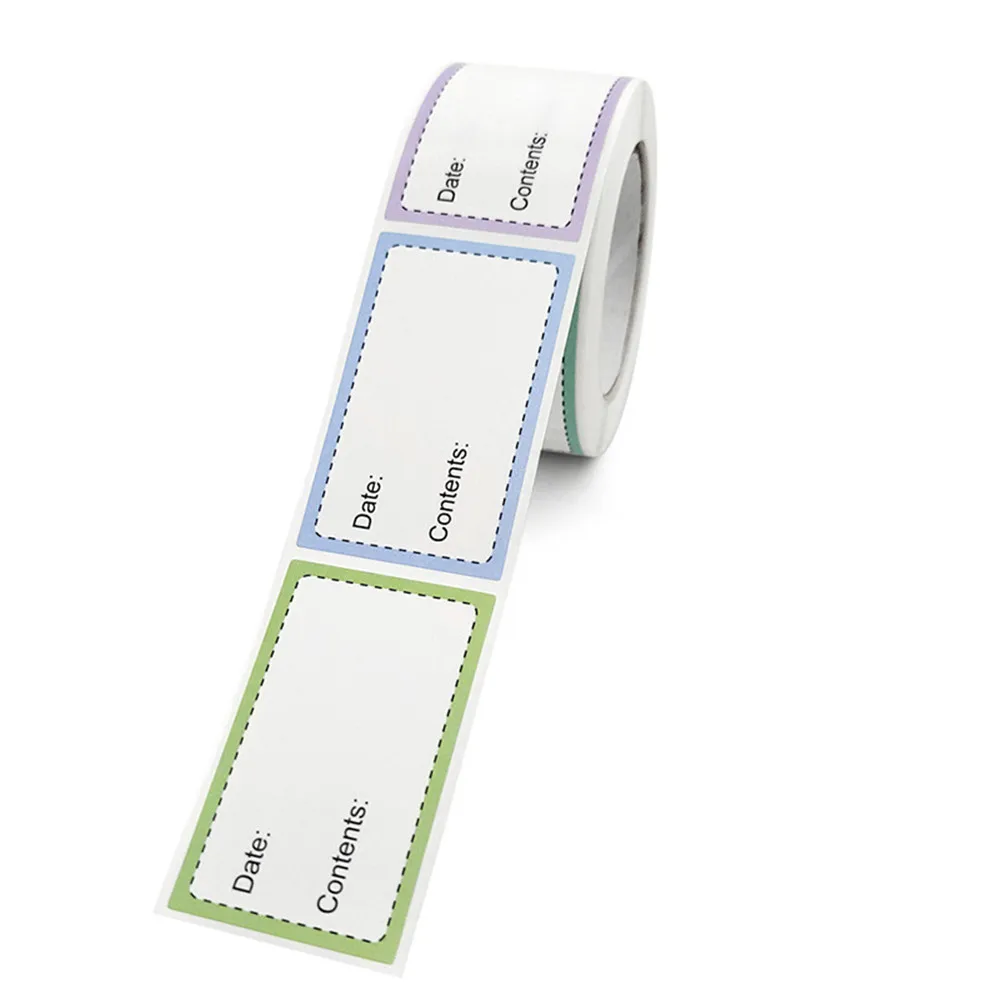 120 Uds. Etiquetas autoadhesivas de papel para almacenamiento de alimentos, pegatinas de fecha blancas para almacenamiento en el hogar, etiquetas clasificadas