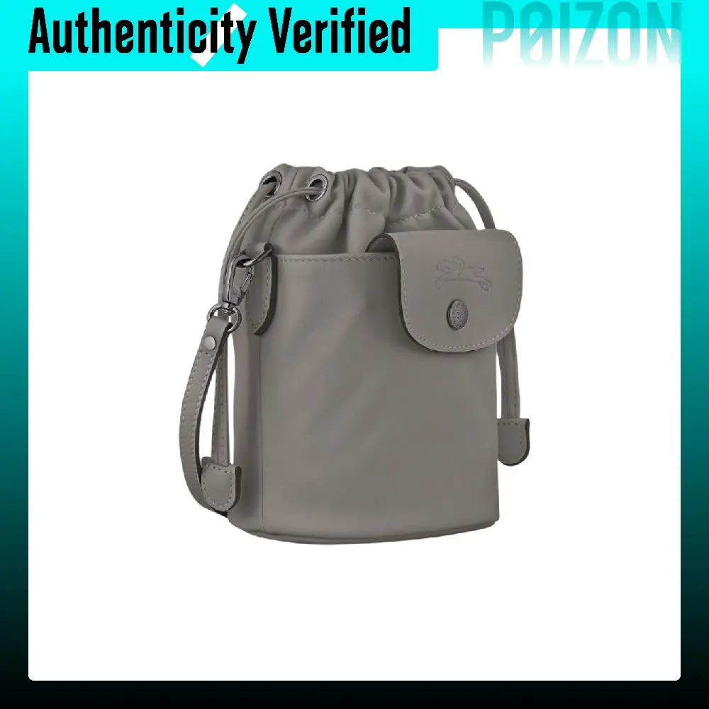 LONGCHAMP Adjustable Strap Cow Leather Shoulder Bag Regular Mini Unisex Dark Silver 10317987P55