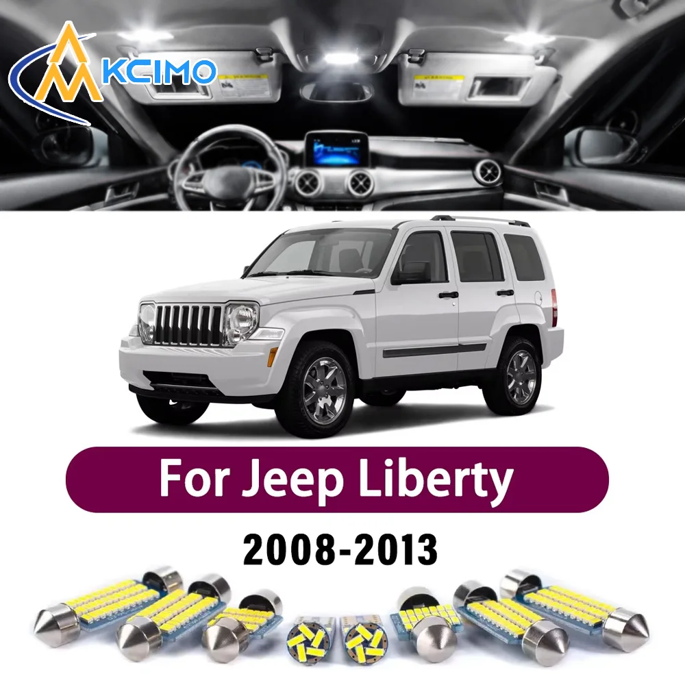 

High Lumen CANBUS Error Free LED Interior Light Kit For Jeep Liberty 2008-2013 Map Door Trunk Reading Dome Lamp Bulbs Set