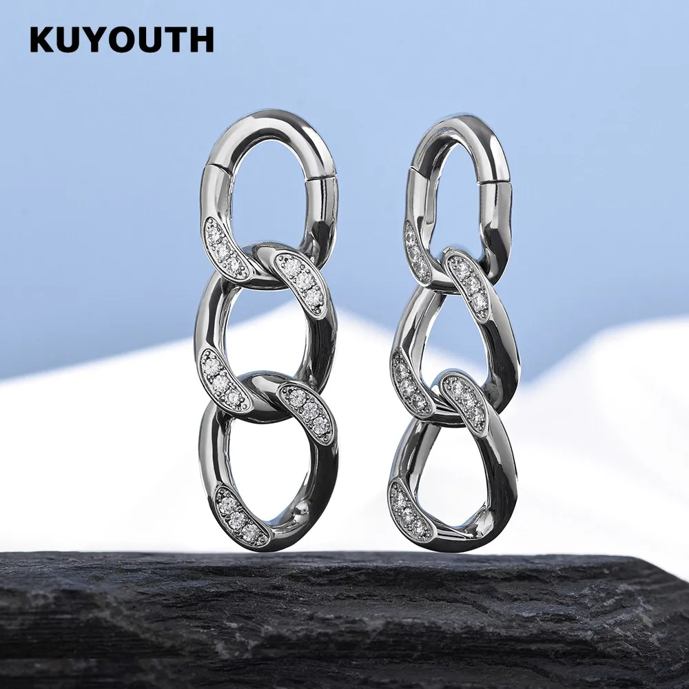 KUYOUTH Unique Copper Chain Magnet Ear Weight Earring Expanders Gauges Piercing Body Jewelry Stretchers 4mm 2PCS