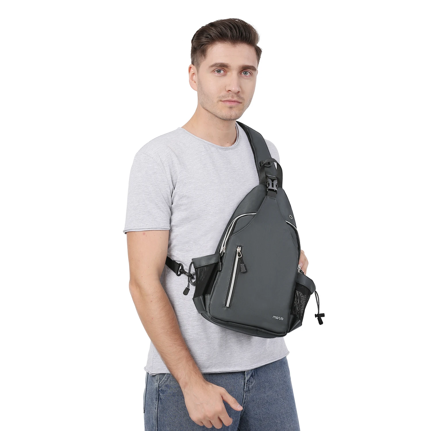 Unisex Double Layer Sling Chest Bag, Business Casual Sports Daypack, Crossbody Shoulder Handbag, Homem Messenger Bag