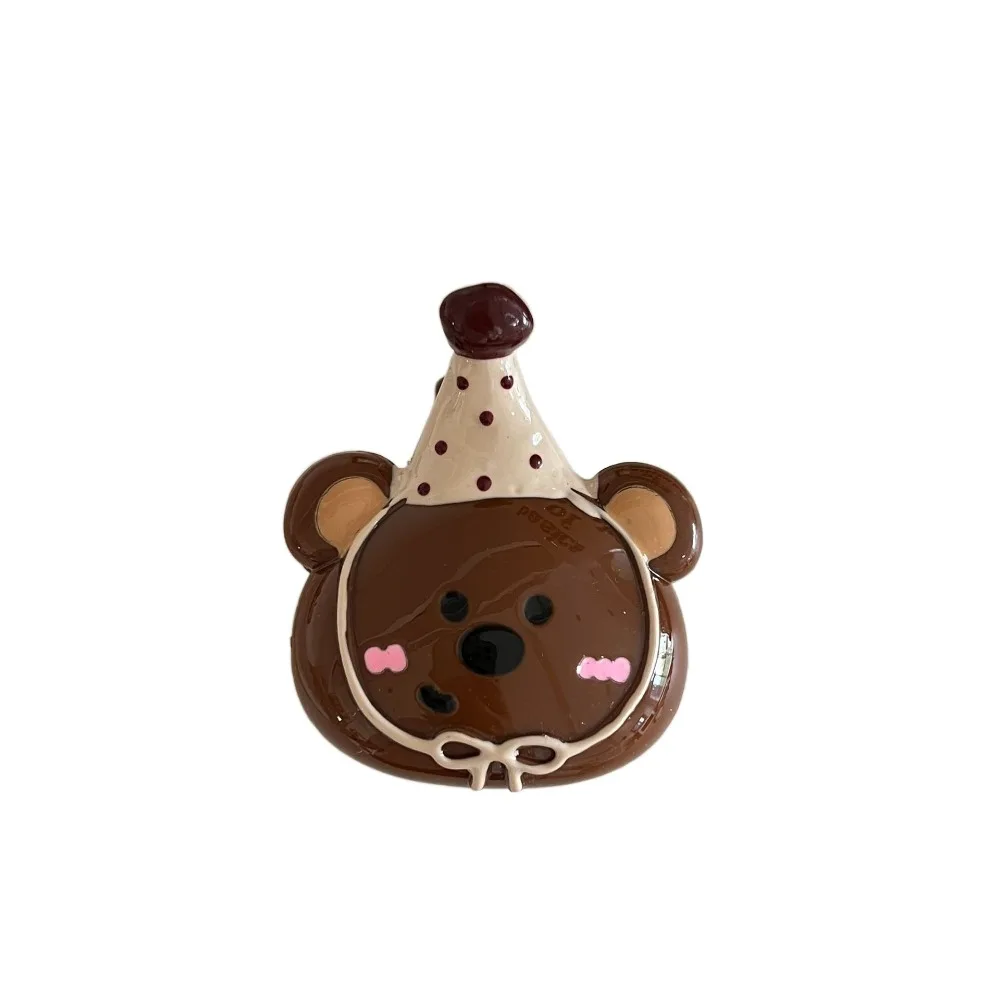 

Sweet Hairpin Bear Hair Clip Acrylic Geometry Cartoon Hair Claw Headwear Korean Style Plastic Grab Clip Travel