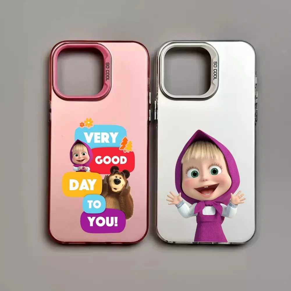

Cartoon M-Masha And The B-Bears Phone Case For IPhone 16 15 14 13 12 11 Pro Max Plus Color Shockproof Back Silver Cover