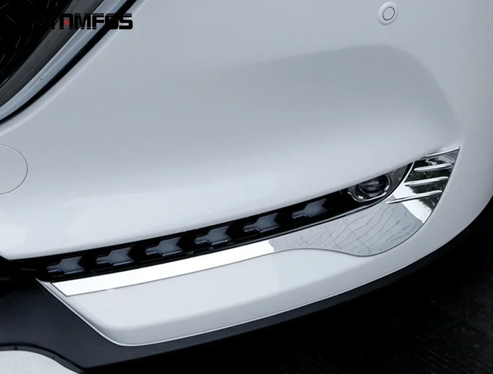 For Mazda CX-5 KF 2017-2021 CX8 2017-2024 Chrome Front Bottom Fog Lamp Light Foglight Eyelid Bumper Molding Trim Car Accessories
