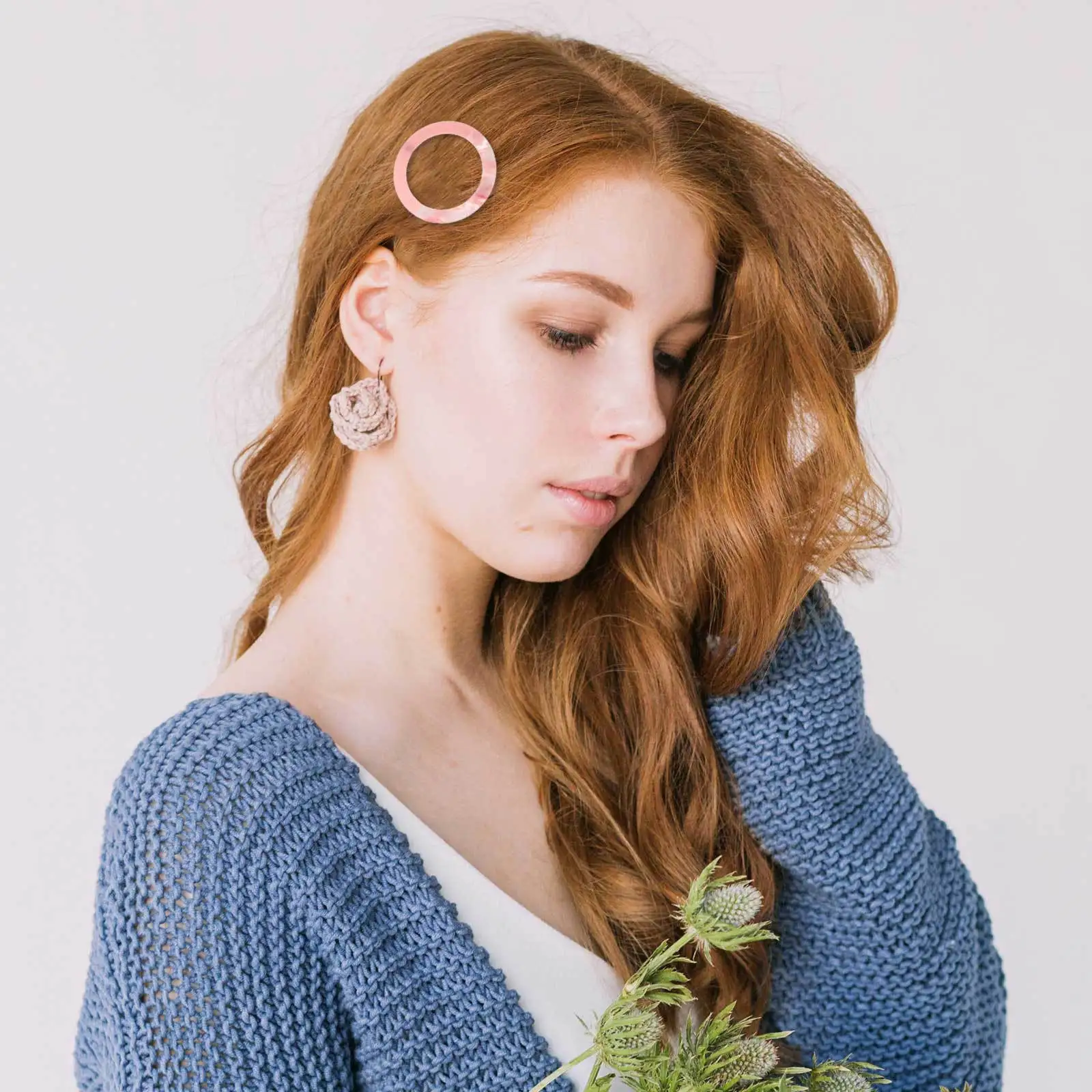 

Fashion Women Bling Resin Hair Clip Hair Clips Geometric Hairpin Clips Hair Styling Accessories(Pink)