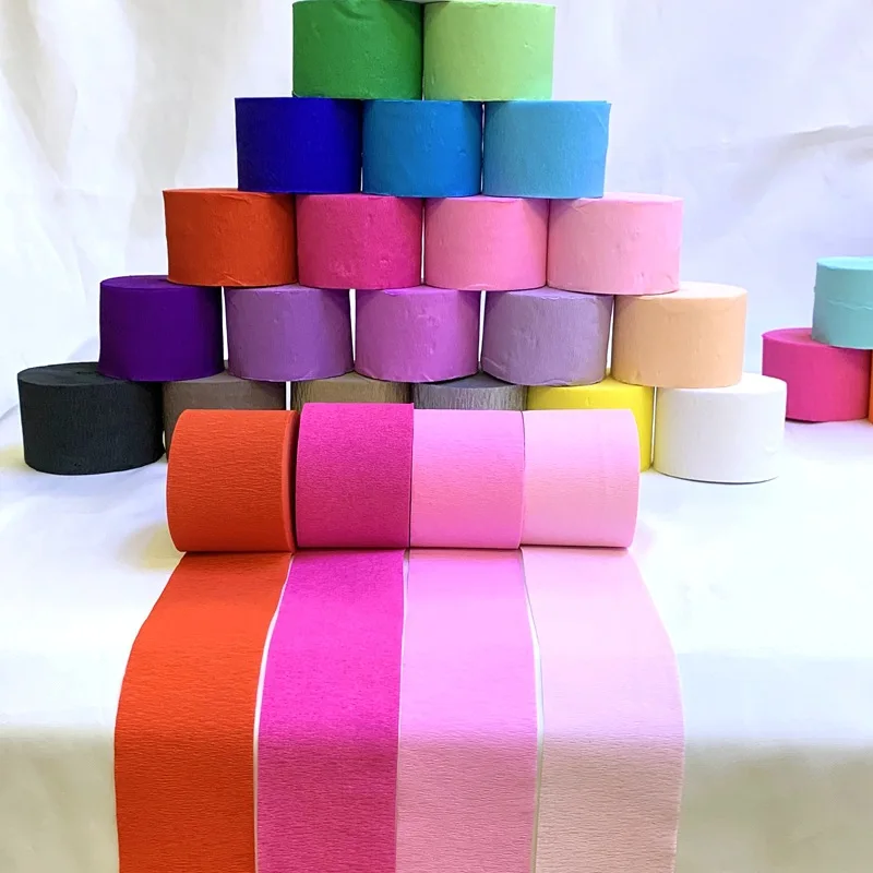 25m/Roll 4.5cm Colorful Crepe Paper Streamers Paper Streamers Tissue DIY Paper Garland Flower Craft for Wedding Birthday Decor