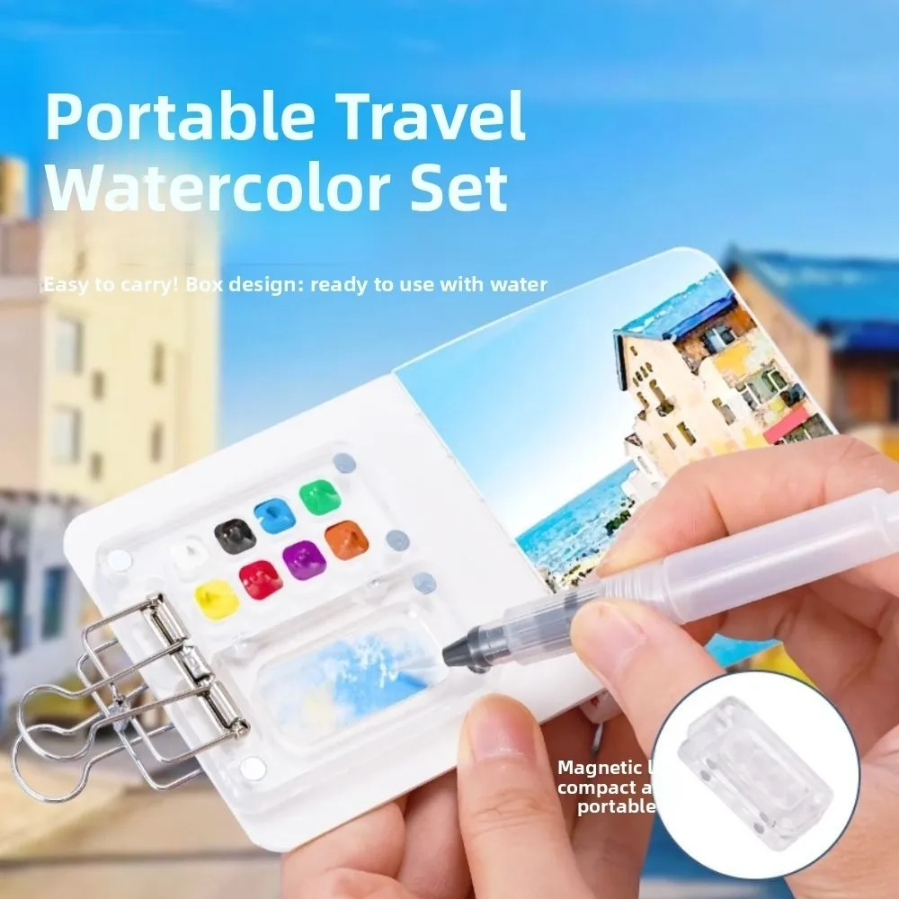 

Palettes Portable Travel Painting Set 8 Grid Portable Design Mini Watercolor Palette with Clip Acrylic Mini Paint Tray