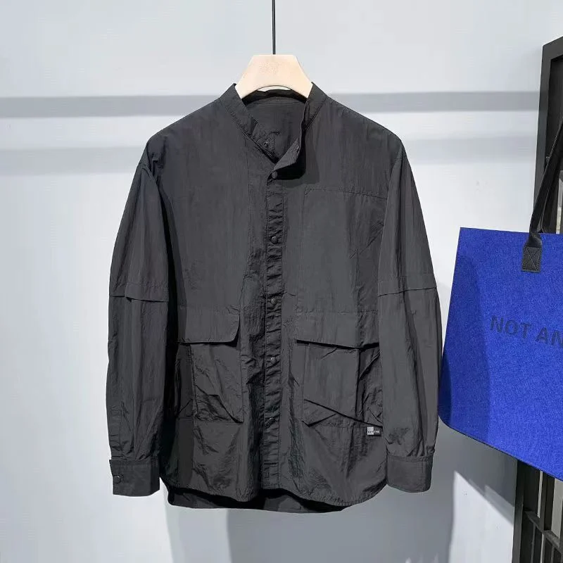 Camisa de manga comprida masculina design sentido nicho jaqueta casual masculina primavera e outono solta luz estilo maduro camisa topo