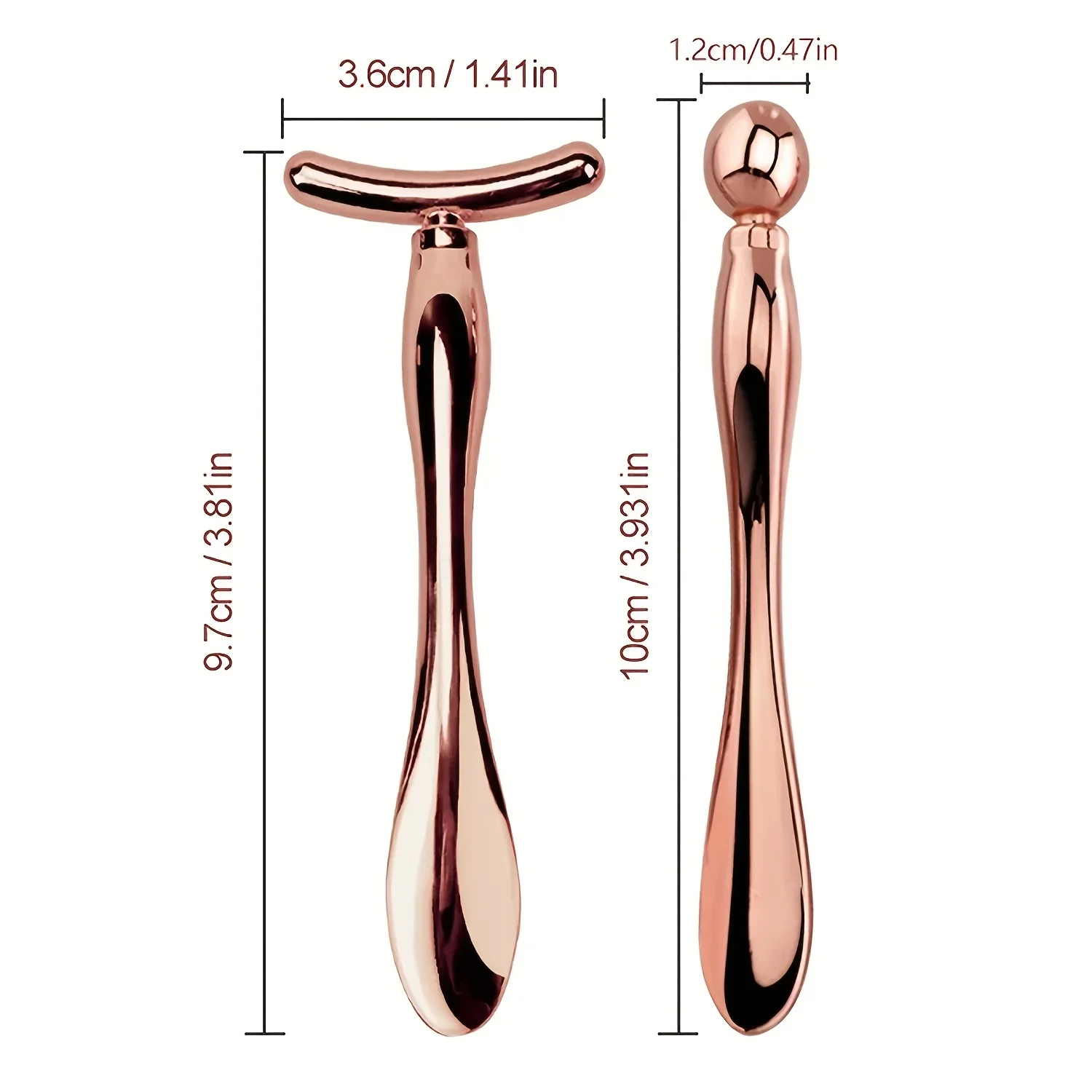 Set di rulli facciali e massaggiatore per occhi in metallo da 2 pezzi, aiuta l'applicazione di crema per occhi e viso, strumento manuale per la cura della pelle, bastone per massaggio oculare