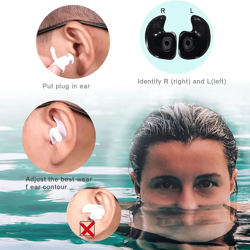 السباحة سيليكون سدادة الأذن مشبك الأنف مقاوم للماء دوامة سدادة الأذن للكبار الاطفال تصفح الاستحمام الاستحمام المبتدئين معدات السباحة #5