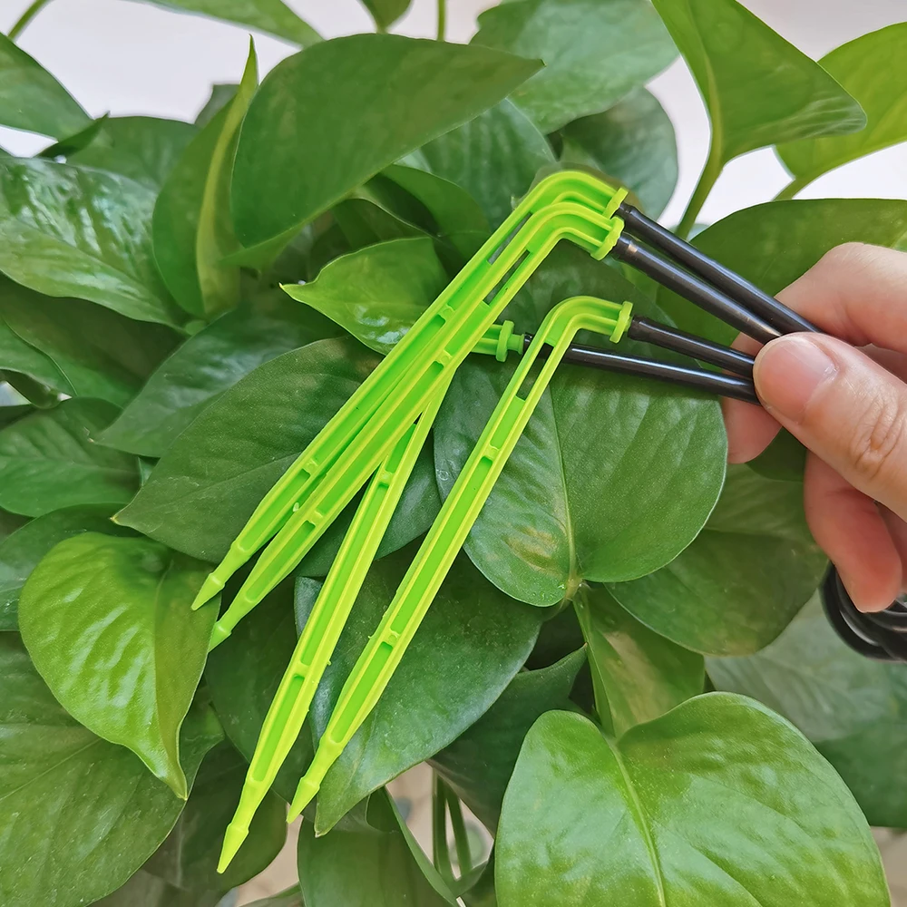 WUJIE 50-1000PCS 1/8\'\' Green Drippers 3/5mm Bending Arrow Emitters Garden Potted Irrigation Watering Micro Drip System Fittings