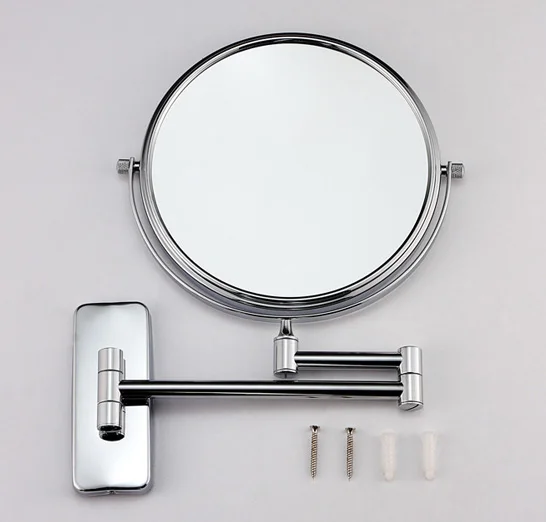 Wall Mounted 8 Inch Makeup Mirror Double Side Rotating Shave Makeup Mirror Extend Arm 3x Magnifying Bathroom Mirror Accessories