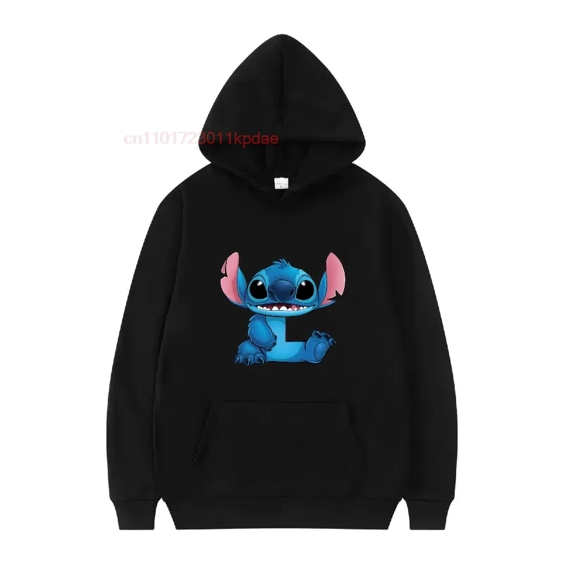 เสื้อฮู้ดดี้ลายดิสนีย์สติทช์สำหรับผู้หญิง สไตล์ลำลอง สีเทา ผ้าฟลีซ ใส่สบาย เหมาะกับฤดูใบไม้ร่วง เสื้อผ้าราคาประหยัดสำหรับผู้หญิงและผู้ชาย