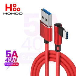 90 Degree Elbow 40W USB to Type C Fast Charging Cable for Huawei Mate 50 40 Xiaomi 14 13 Redmi USB Type C Quick Charge Data Cord