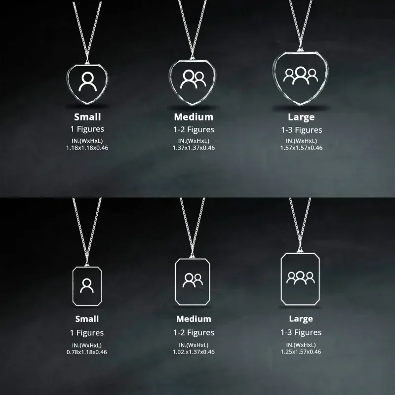 1PCS Free Customized Personalized Photo Laser Engraved 2D Crystal Necklace Graduation Birthday Gift Pet Crystal Jewelry Necklace