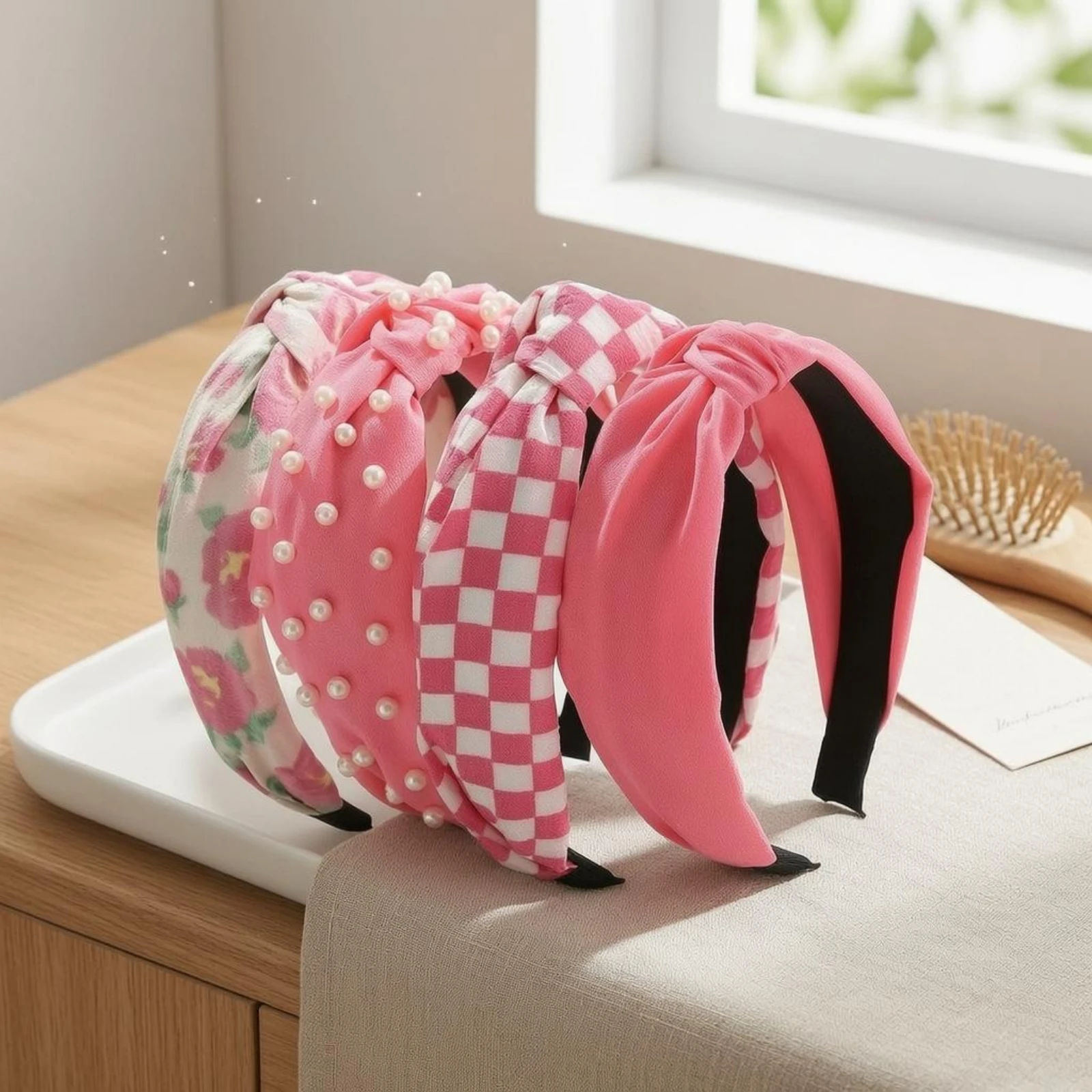 5 Pieces Padded Headband Giftable Set Textile Headband Textile Hairband Comfortable Hair Band Stretchy