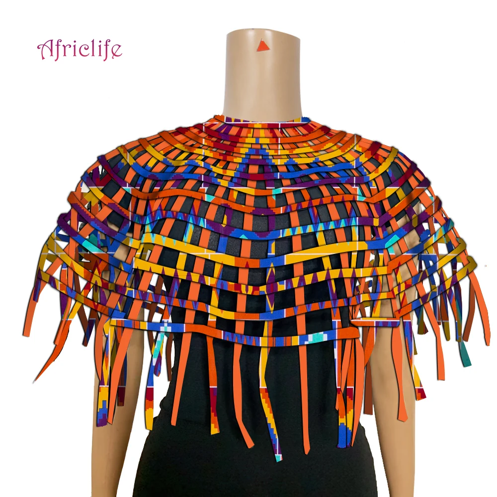 Ankara Shawl Necklace with Net Women Accessories African Print Cloth Cotton African Print Web Collar Shoulder Ankara Tops WYB669