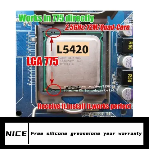 Xeon L5420 2.5GHz 12M 1333Mhz CPU equal to Core 2 Quad Q9300 CPU works on LGA775 motherboard
