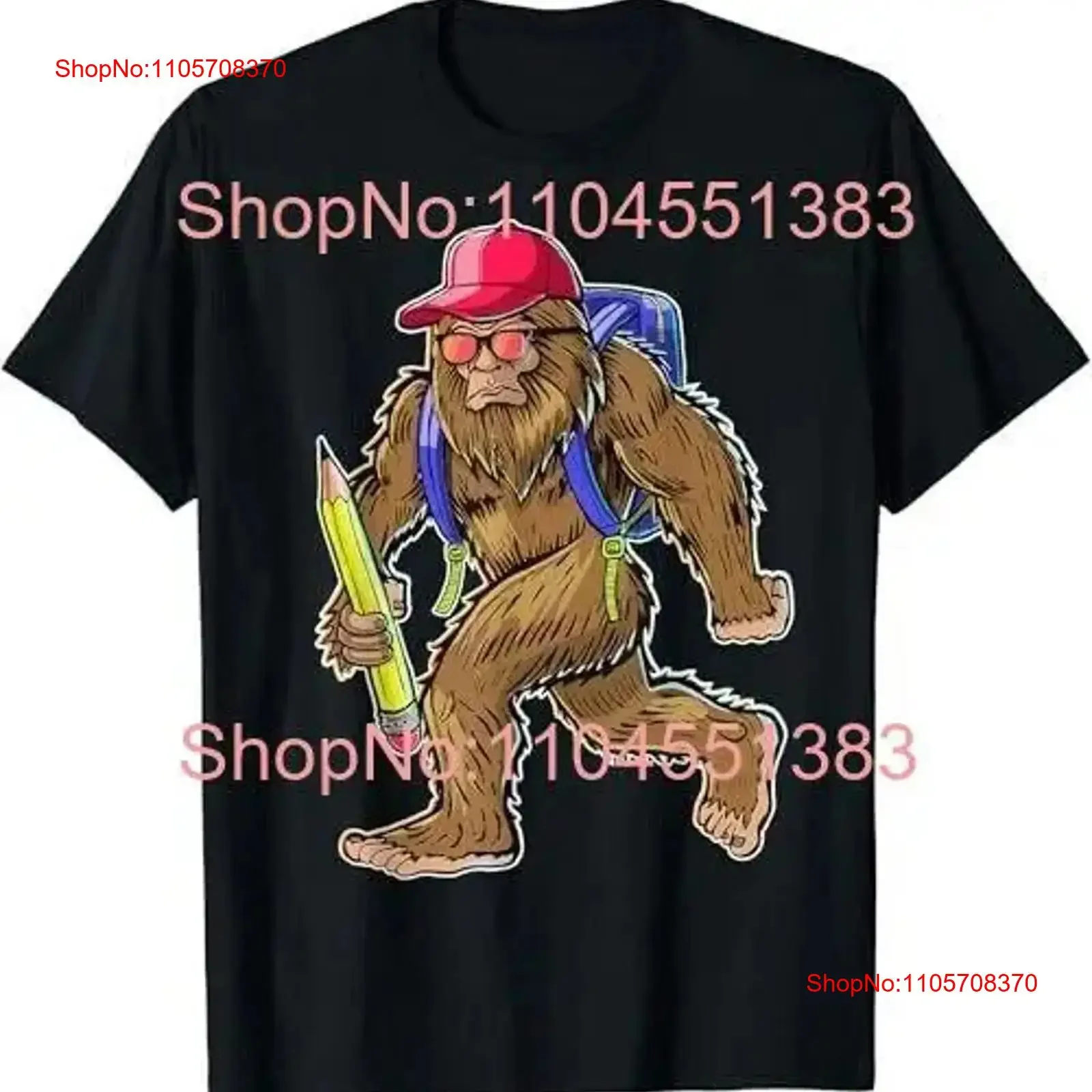 Funny Bigfoot Back to School Kid Backpack Boys T Shirt vintage Washed Unisex Slightly Casual Top For Everyday Wear streetwear