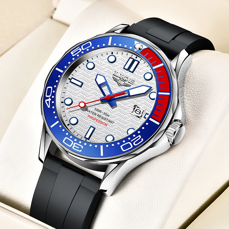 LIGE Orologio da uomo Orologio da lavoro con data per uomo Orologi sportivi al quarzo di lusso Orologio da polso in silicone luminoso impermeabile Relogio Masculino