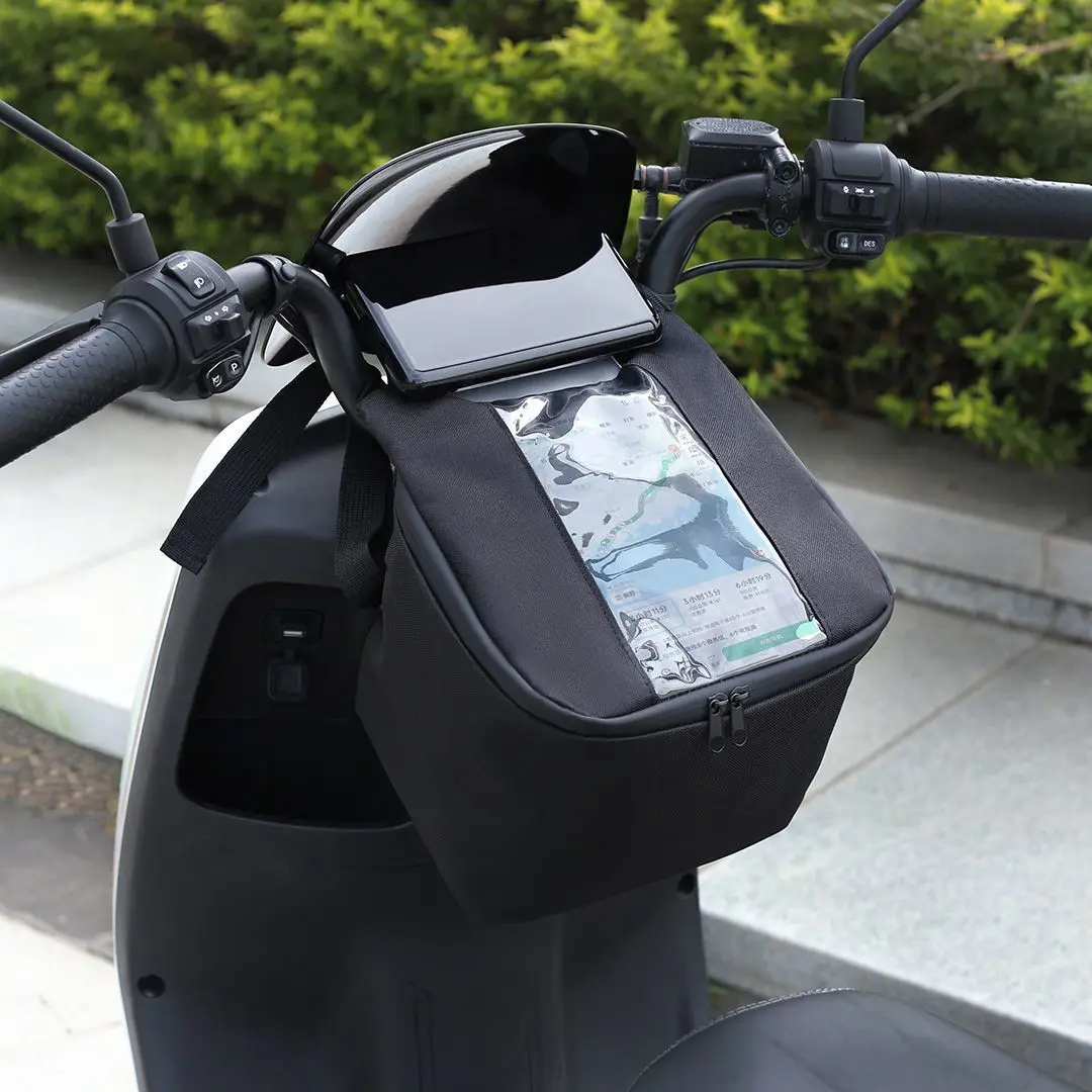 1pc Bike Handlebar Bag, Large Capacity Front Storage Pouch With Touchscreen Window For Mountain Motorcycle Electric Scooter Cycl